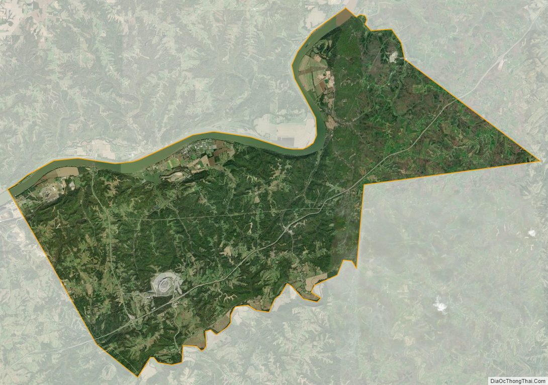 Satellite map of Gallatin County, Kentucky