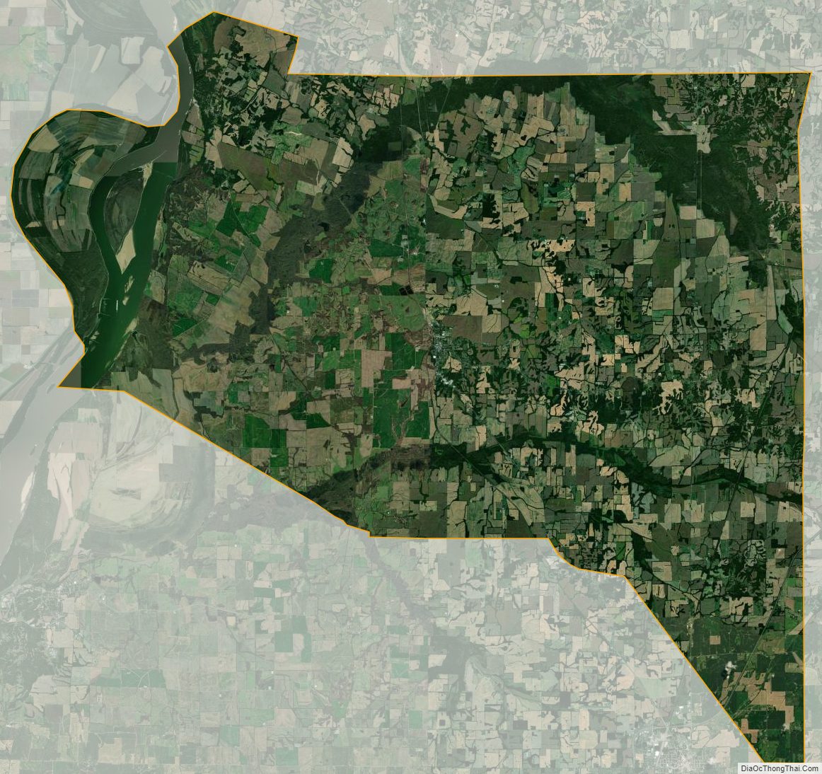 Satellite map of Hickman County, Kentucky