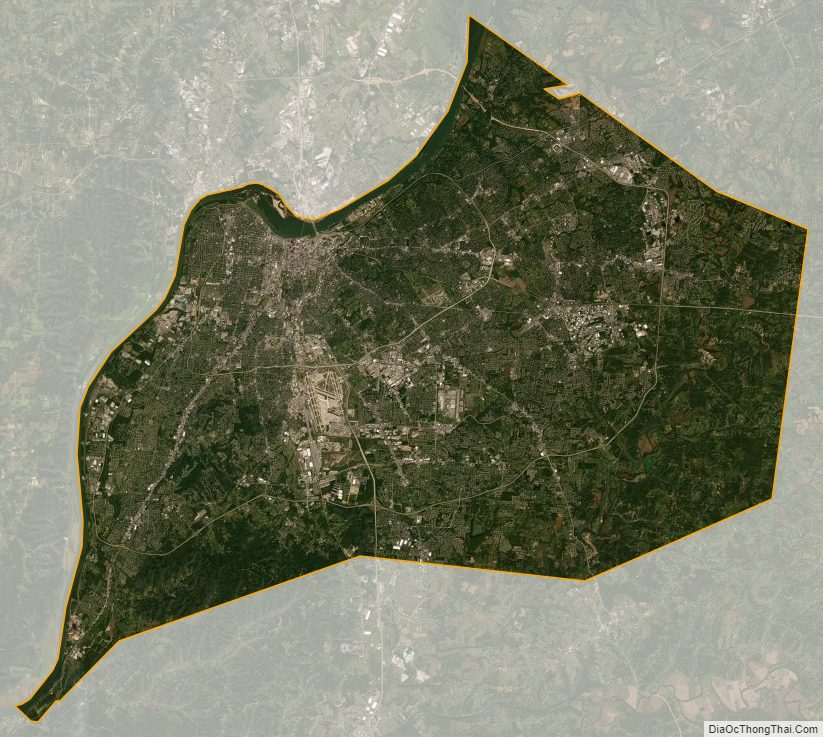 Satellite map of Jefferson County, Kentucky