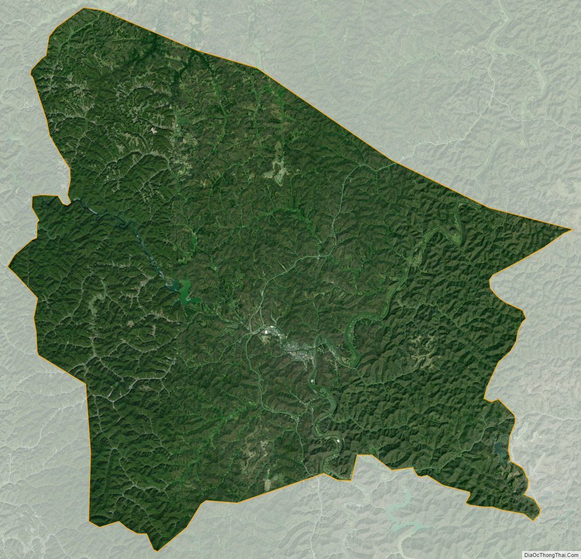 Satellite map of Johnson County, Kentucky
