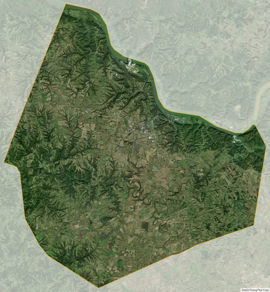Satellite map of Mason County, Kentucky