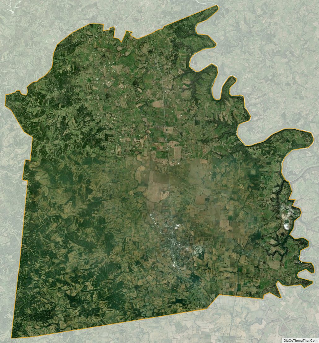 Satellite Map of Mercer County, Kentucky