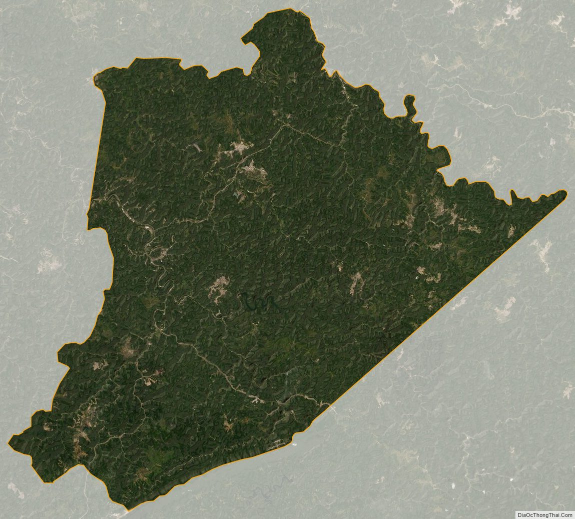 Satellite map of Pike County, Kentucky
