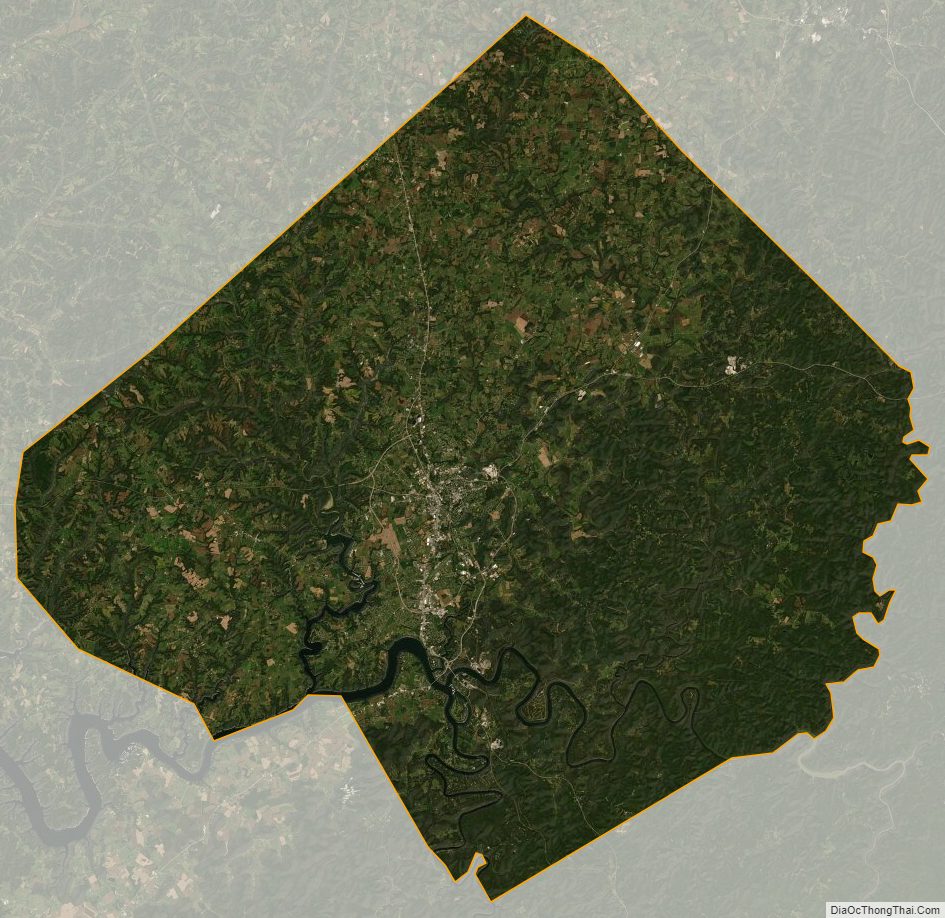 Satellite map of Pulaski County, Kentucky