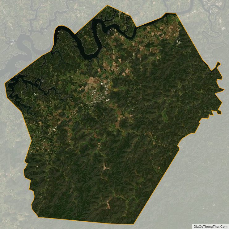 Satellite map of Wayne County, Kentucky