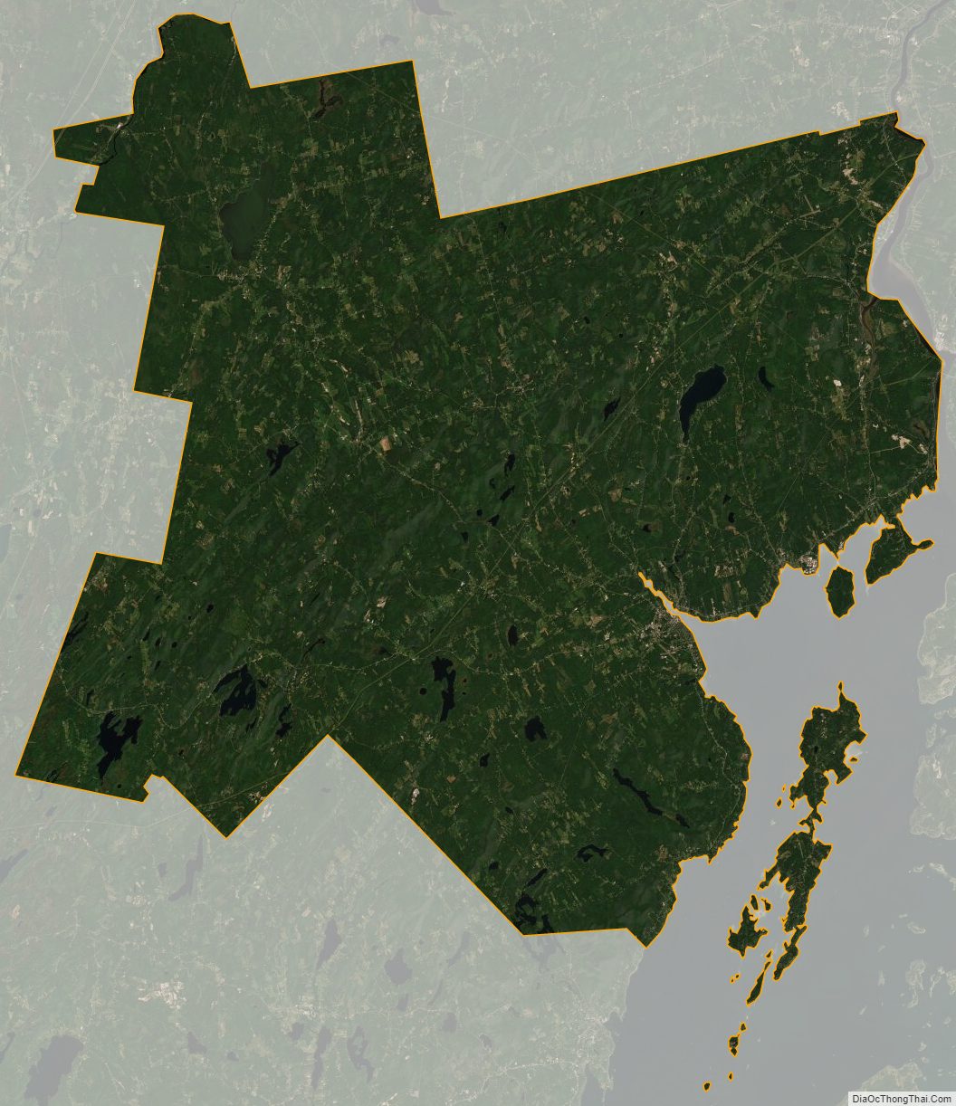 Satellite map of Waldo County, Maine