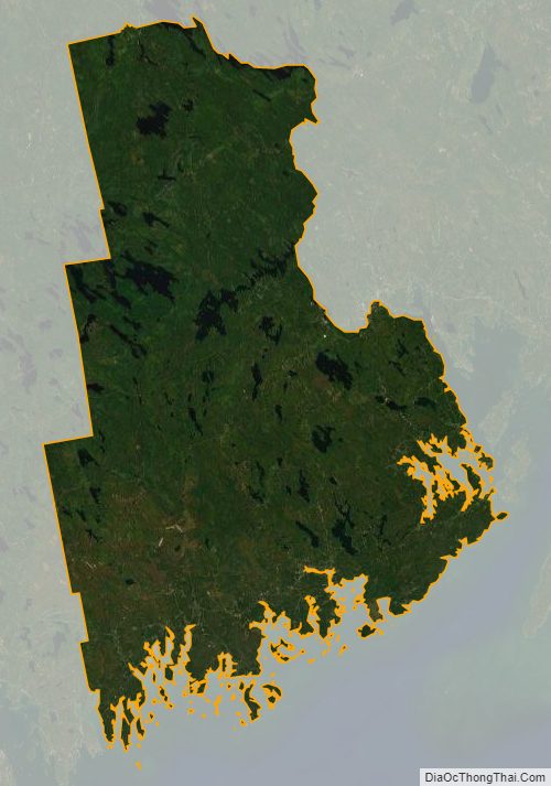 Satellite map of Washington County, Maine