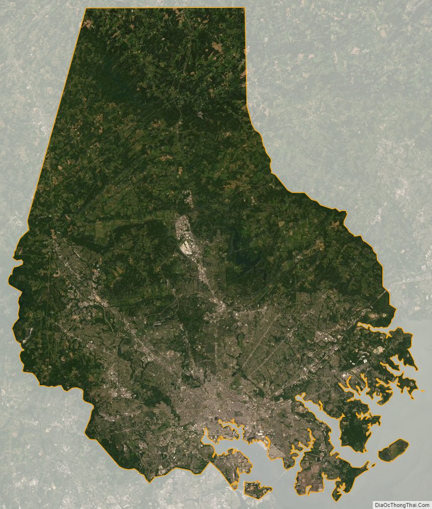 Satellite map of Baltimore County, Maryland