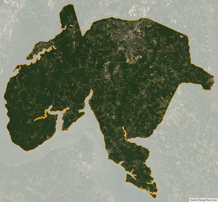 Satellite map of Charles County, Maryland