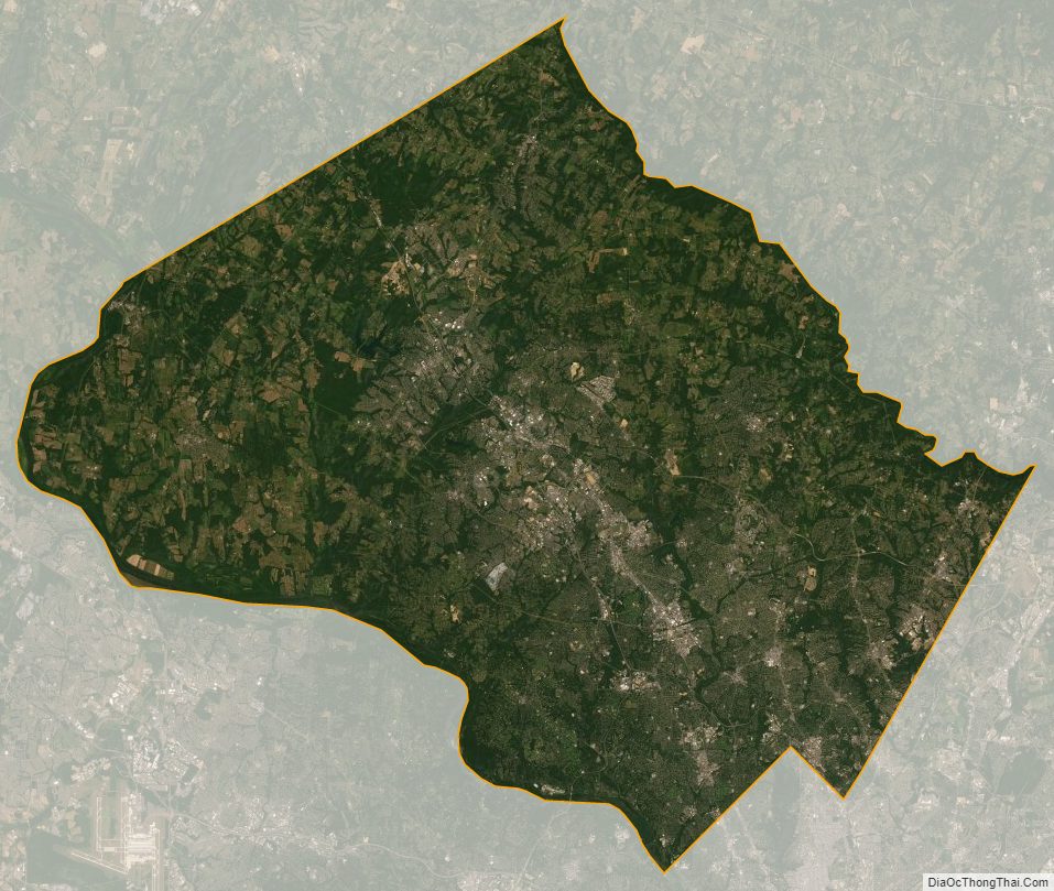Satellite map of Montgomery County, Maryland