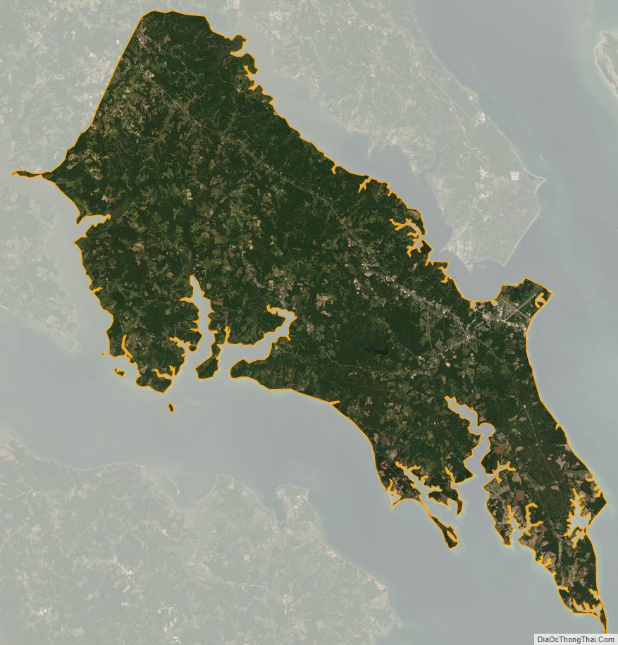 Satellite Map of St. Mary's County, Maryland