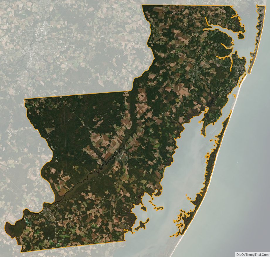 Satellite map of Worcester County, Maryland