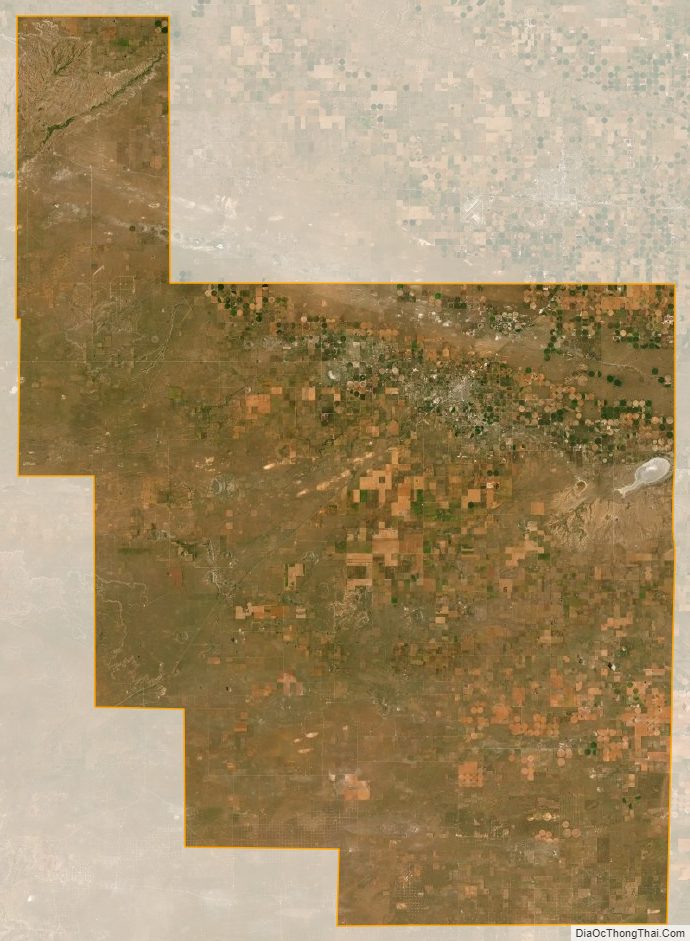 Satellite map of Roosevelt County, New Mexico