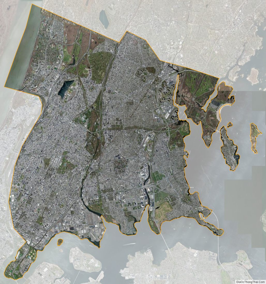Satellite map of Bronx County, New York