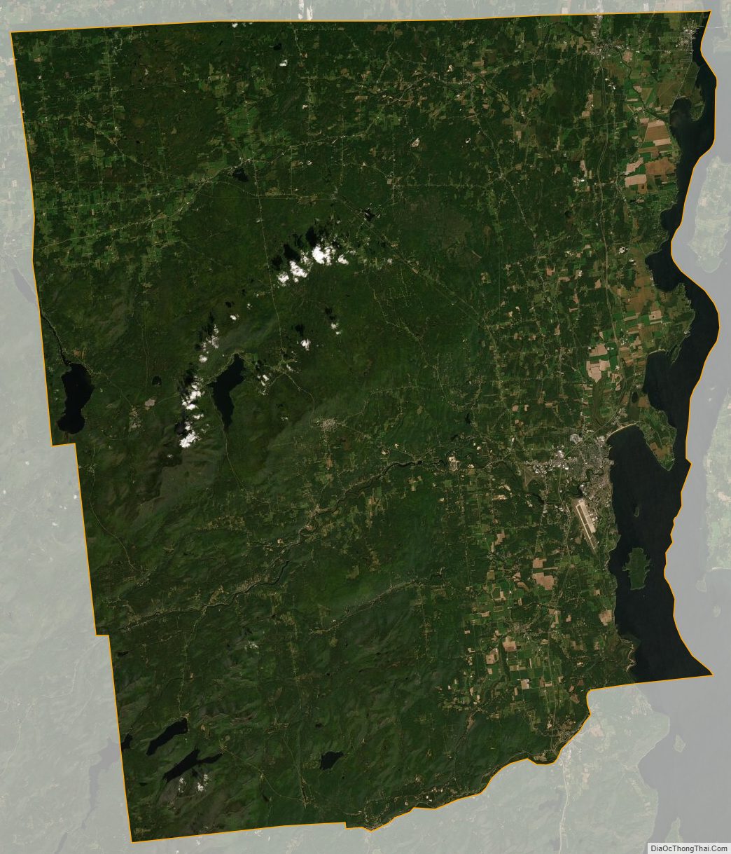 Satellite map of Clinton County, New York