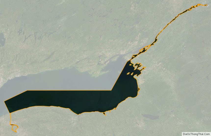 Satellite Map of Lake Ontario Water body, New York