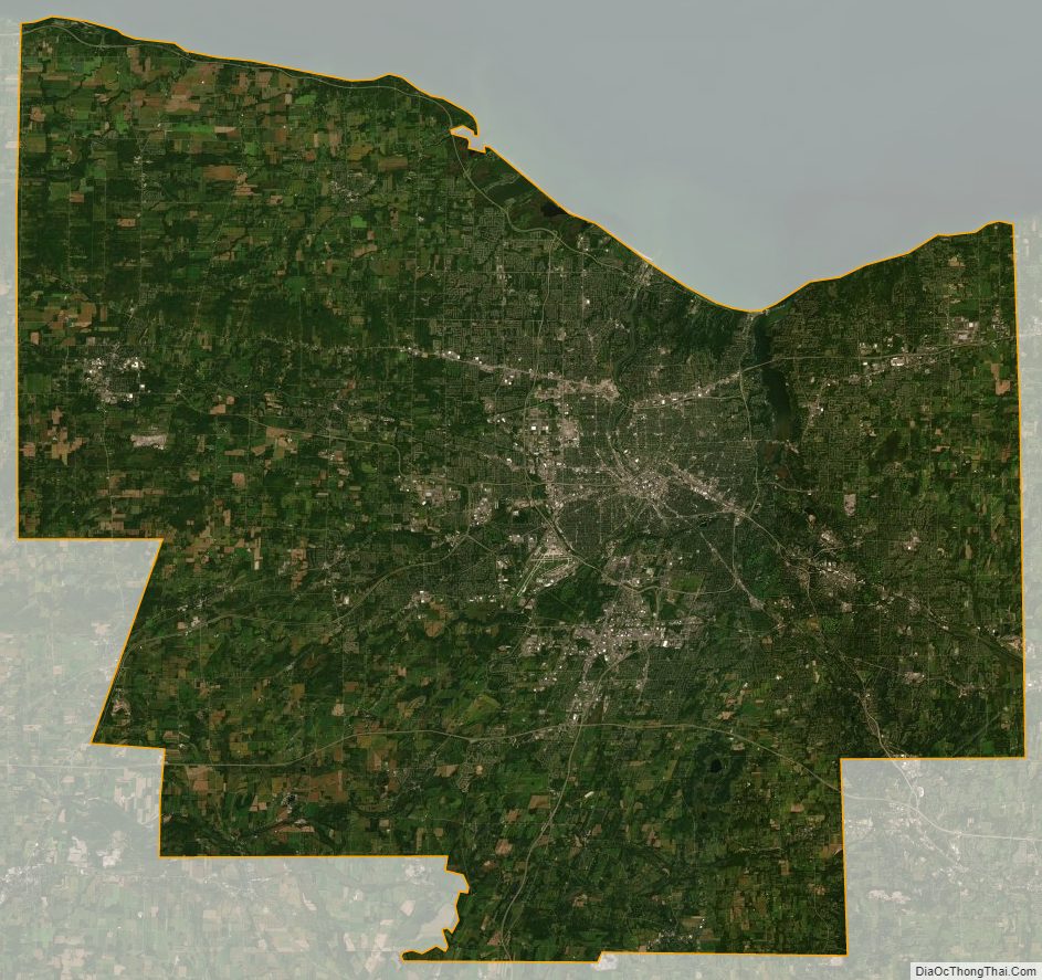 Satellite map of Monroe County, New York