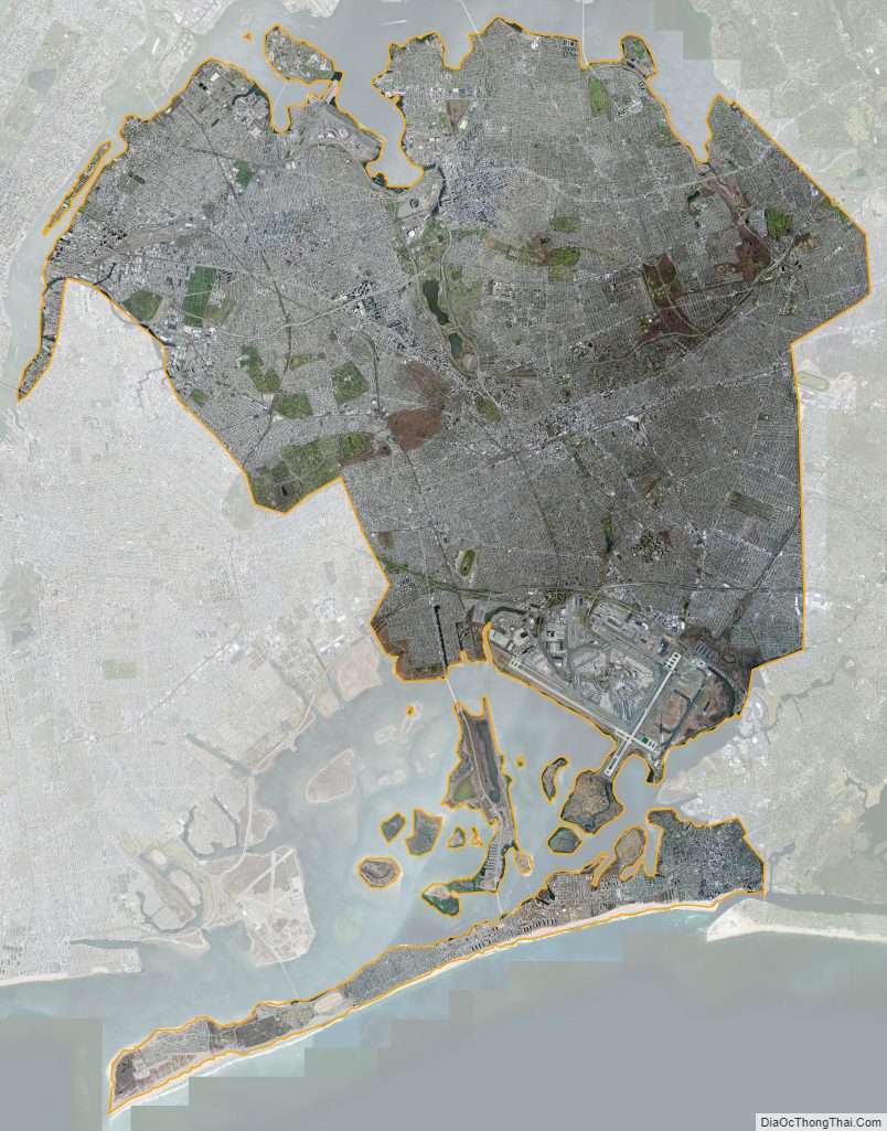 Satellite map of Queens County, New York