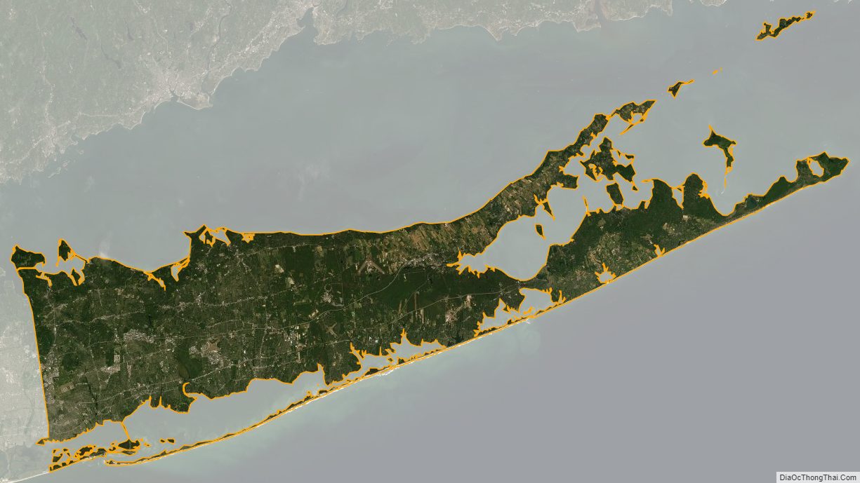 Satellite map of Suffolk County, New York