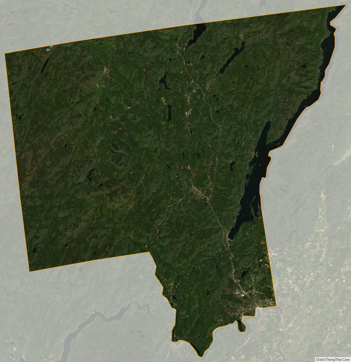 Satellite map of Warren County, New York