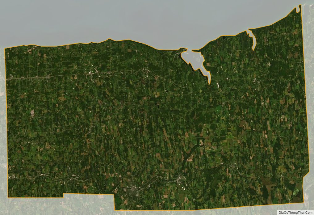 Satellite map of Wayne County, New York