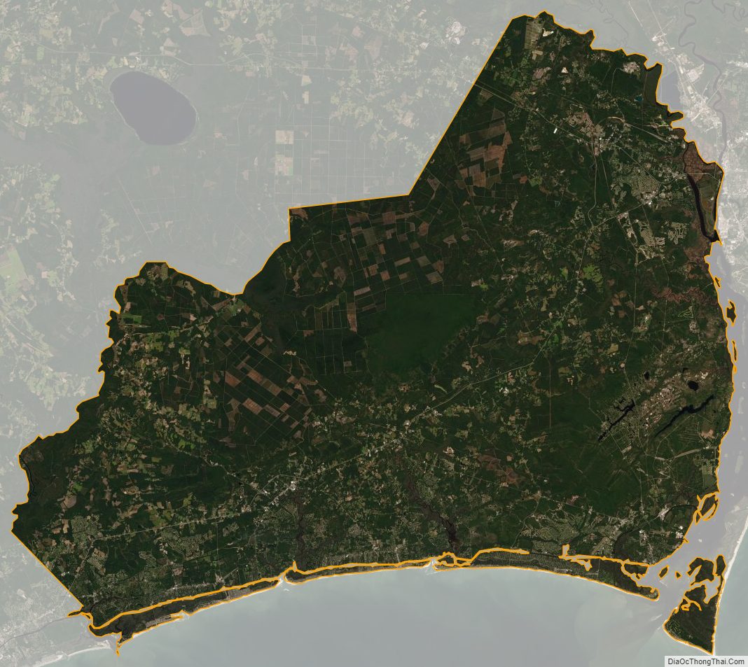Satellite map of Brunswick County, North Carolina