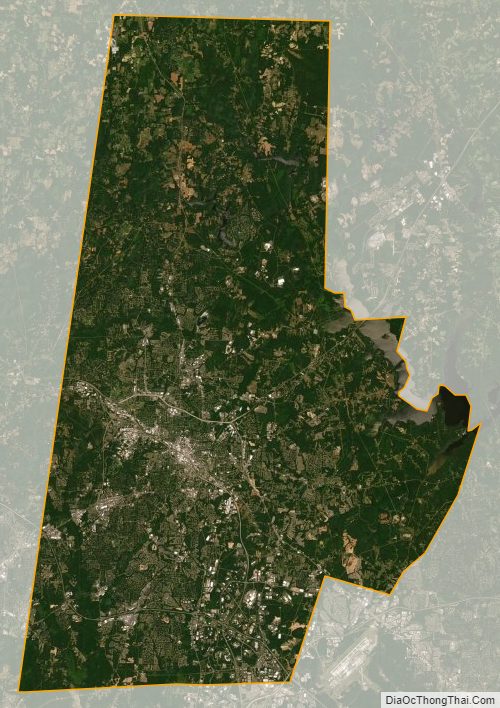 Satellite map of Durham County, North Carolina