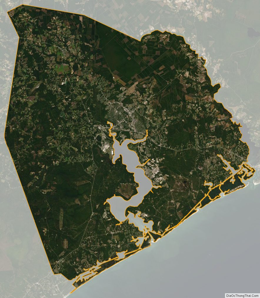 Satellite map of Onslow County, North Carolina