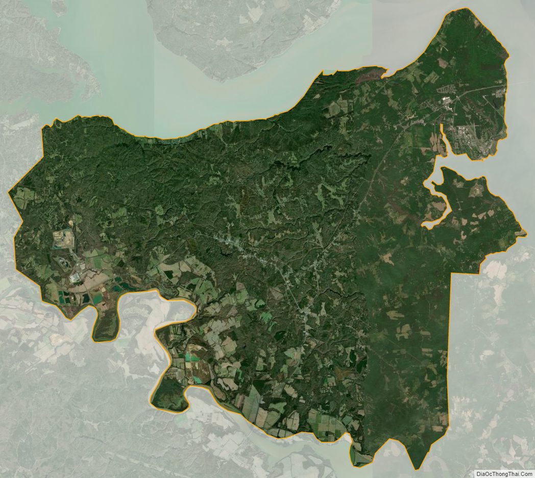 Satellite map of King George County, Virginia