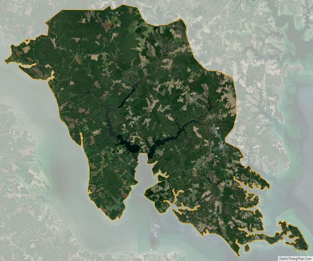 Satellite map of Lancaster County, Virginia