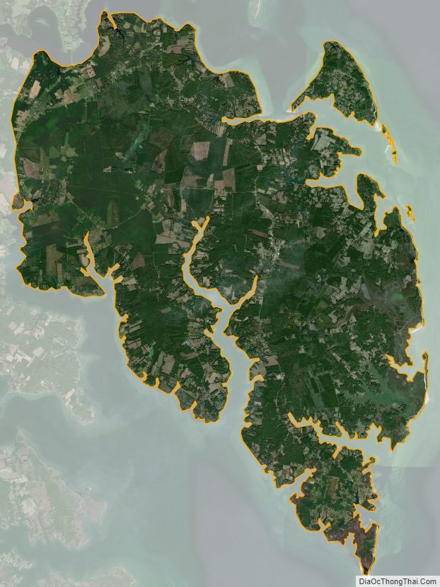 Satellite map of Mathews County, Virginia