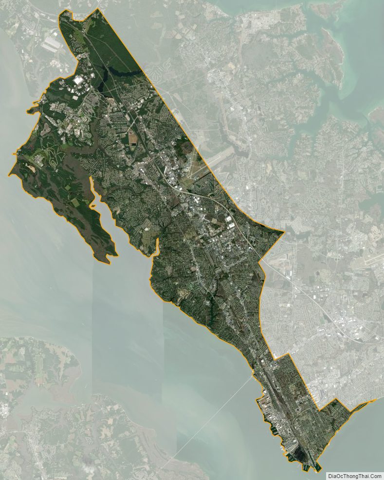 Satellite map of Newport News Independent City, Virginia
