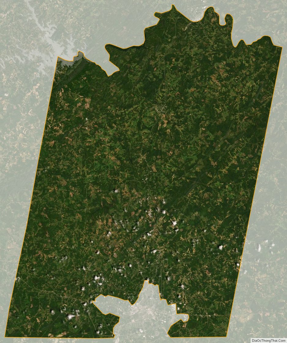 Satellite map of Pittsylvania County, Virginia