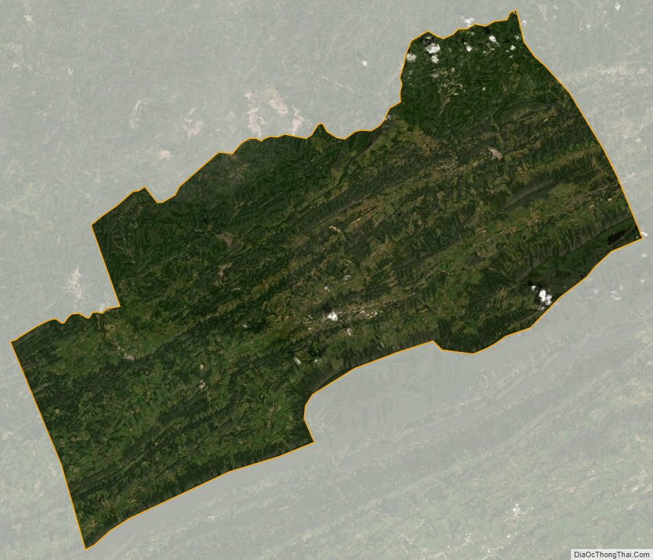 Satellite map of Russell County, Virginia