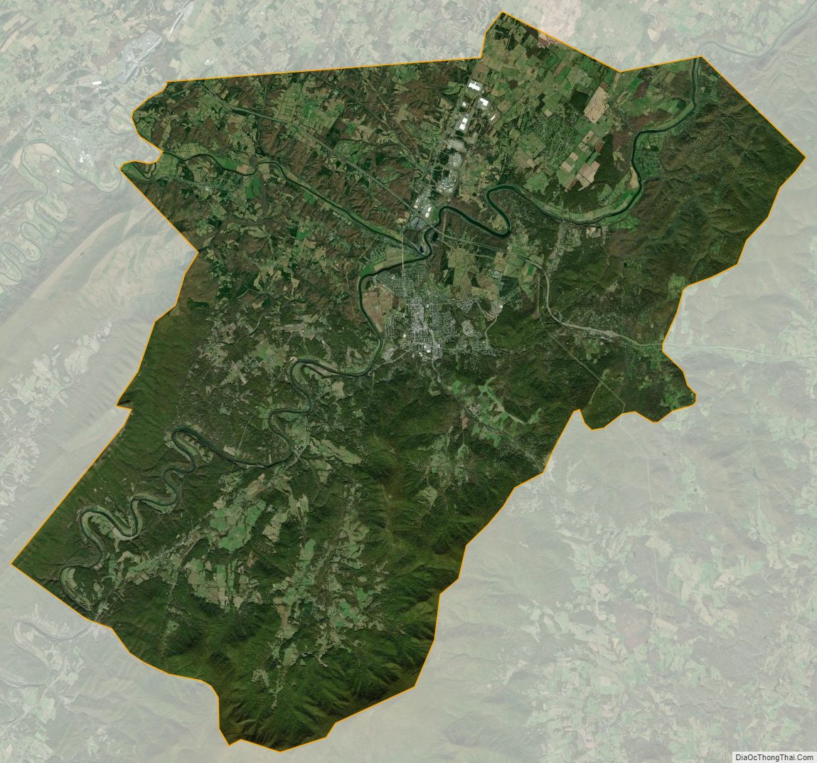 Satellite map of Warren County, Virginia
