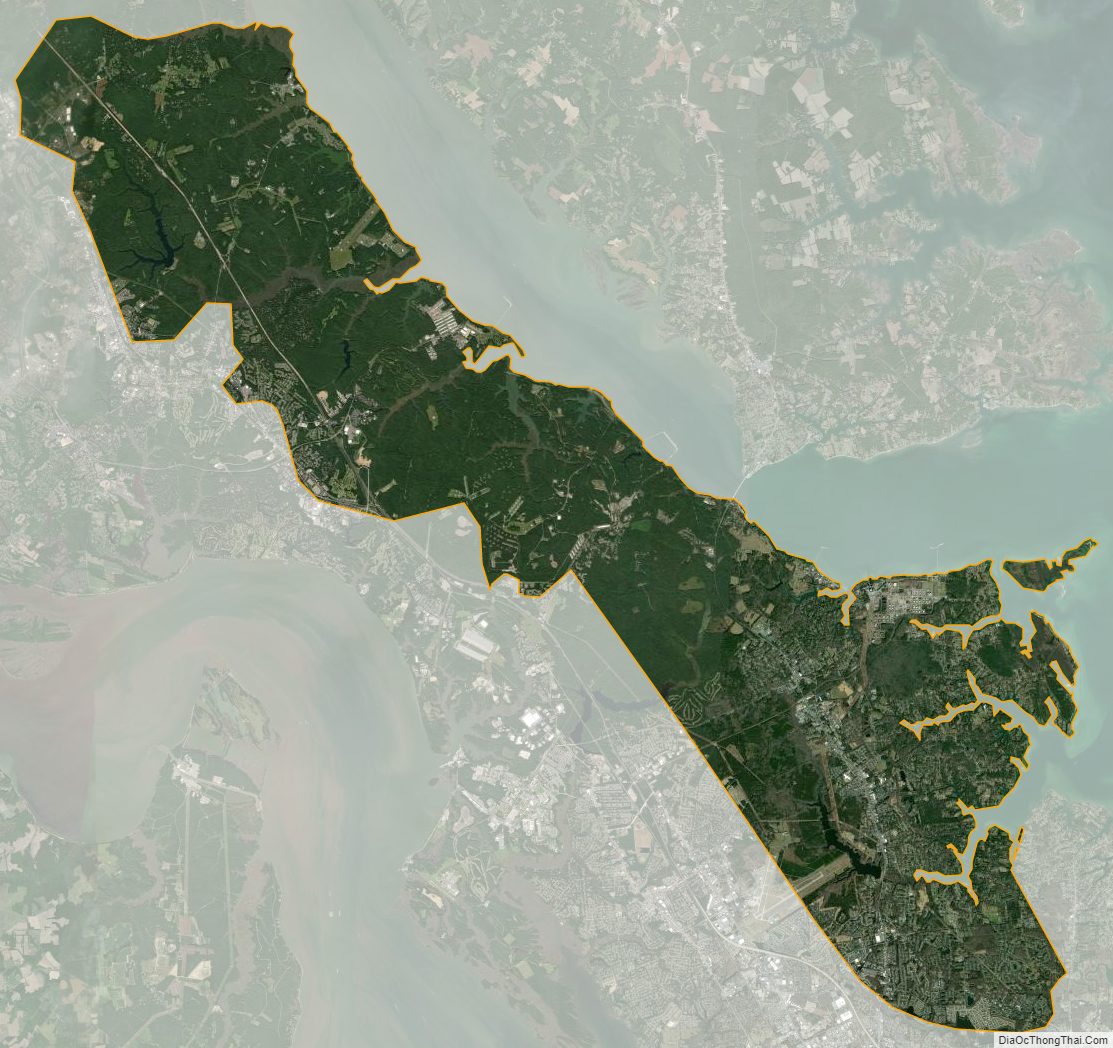 Satellite map of York County, Virginia