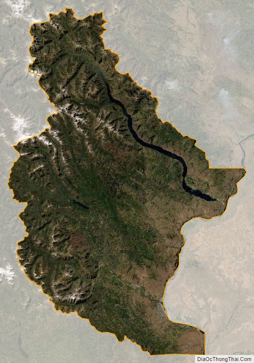 Satellite map of Chelan County, Washington