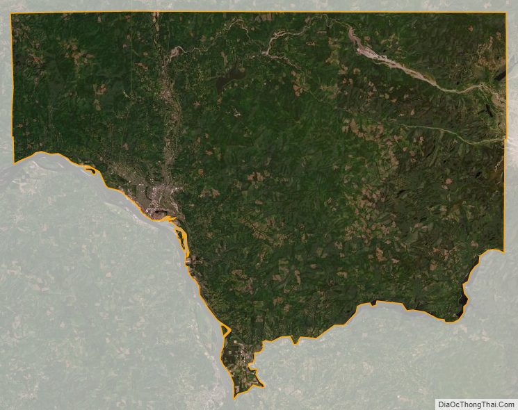 Satellite map of Cowlitz County, Washington