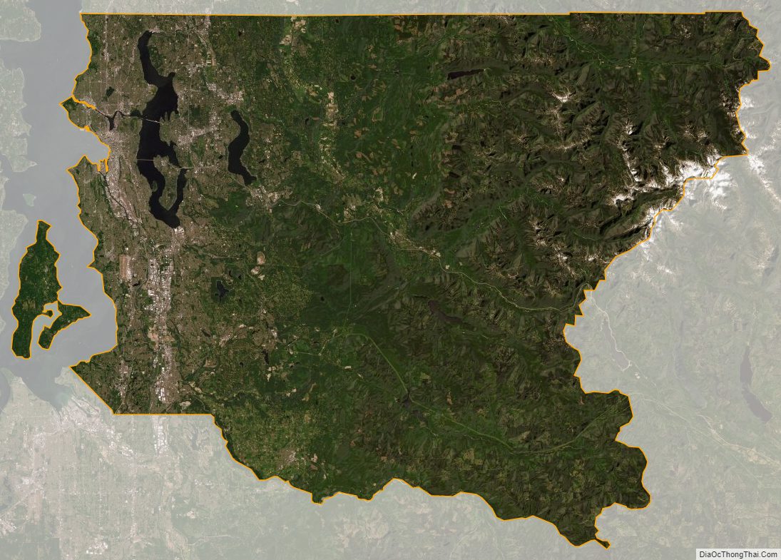Satellite map of King County, Washington