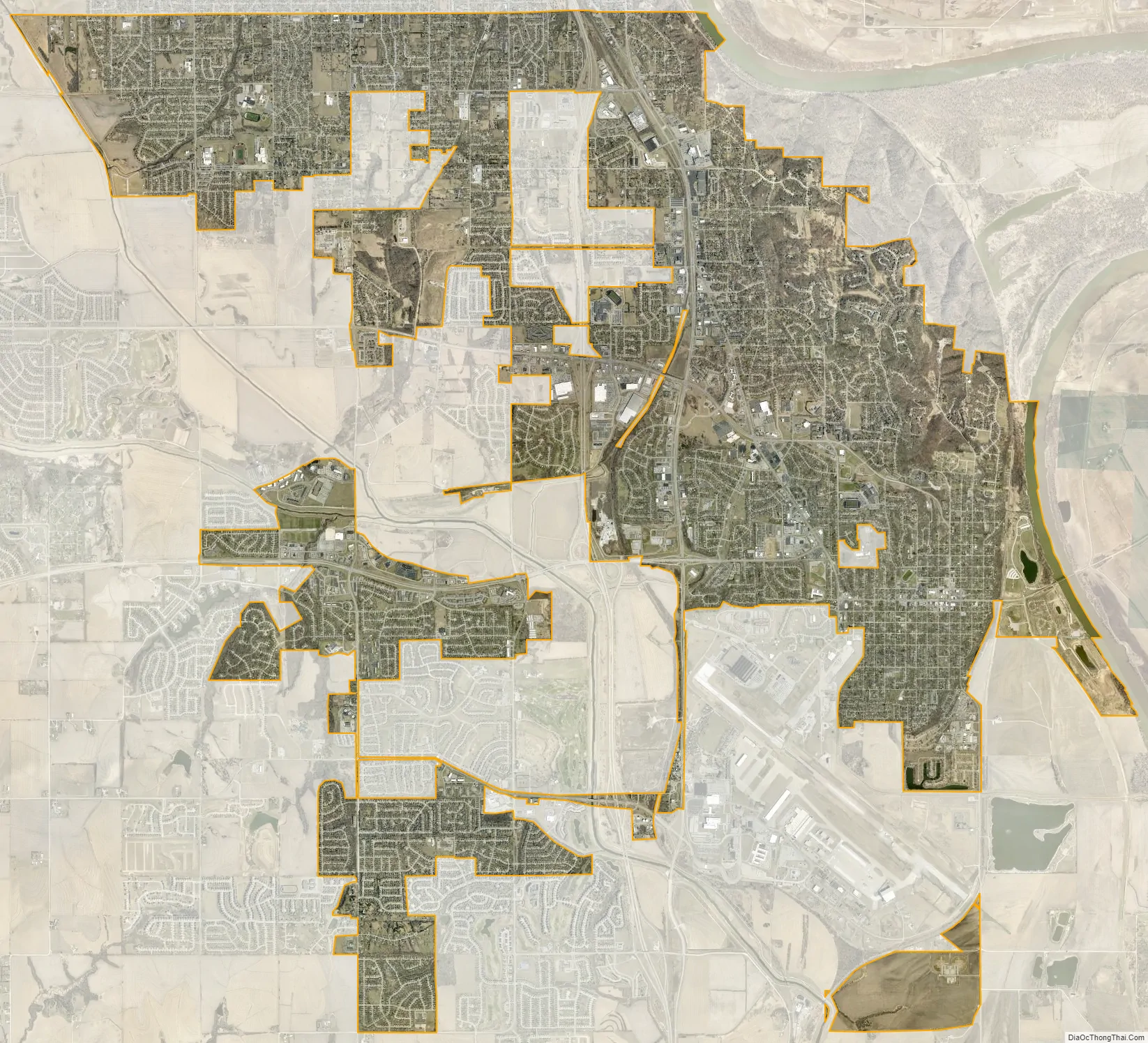 Map of Bellevue city, Nebraska