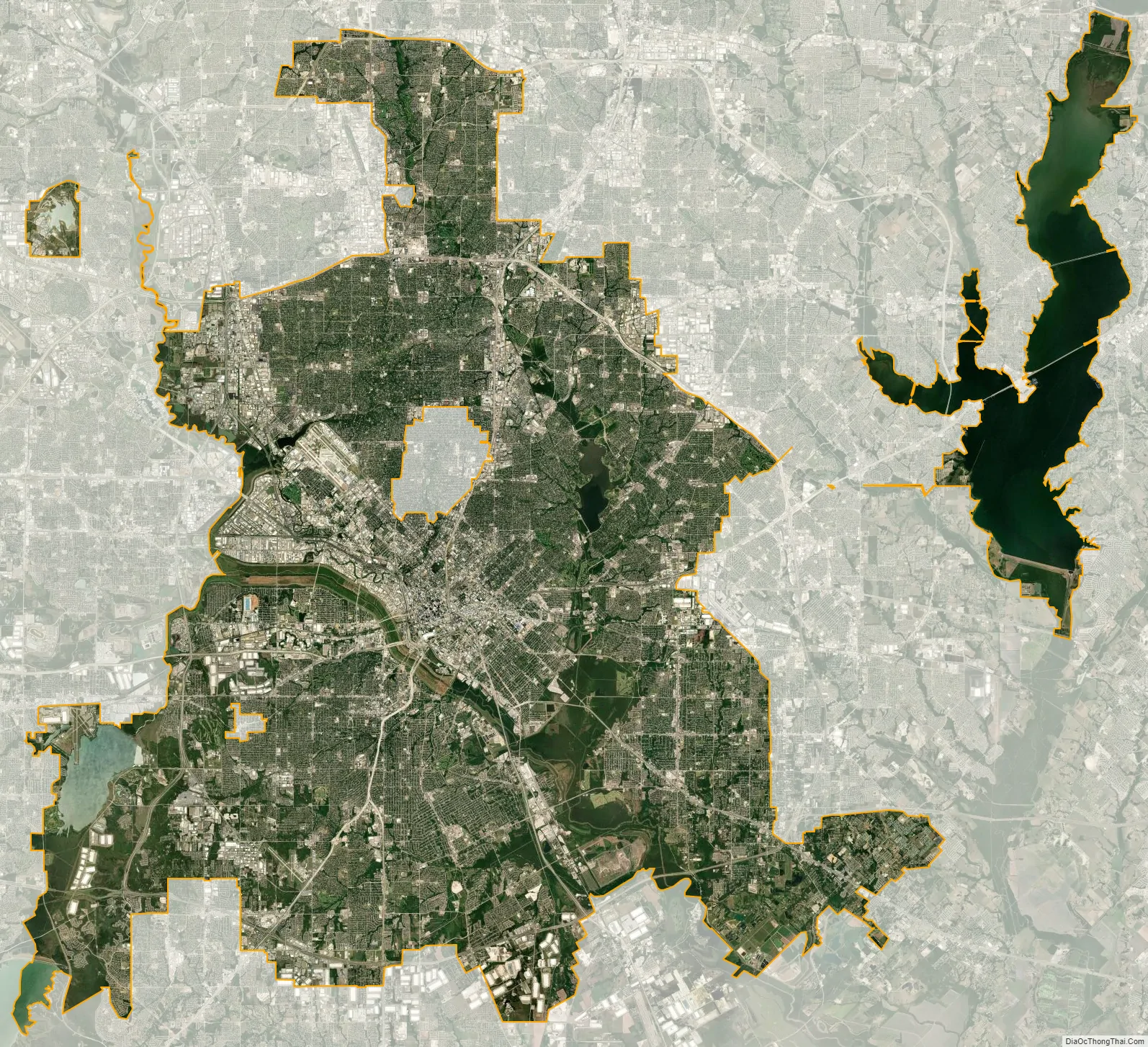 Satellite map of Dallas