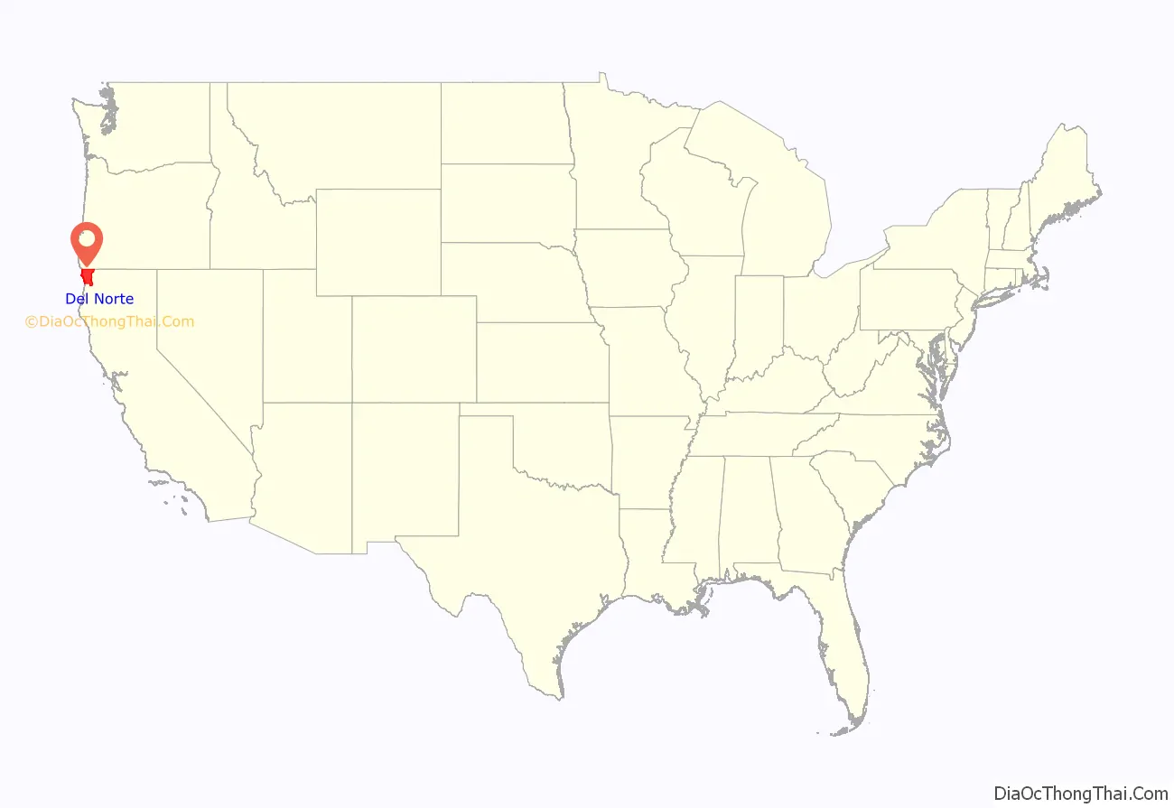 Del Norte County location on the U.S. Map. Where is Del Norte County.