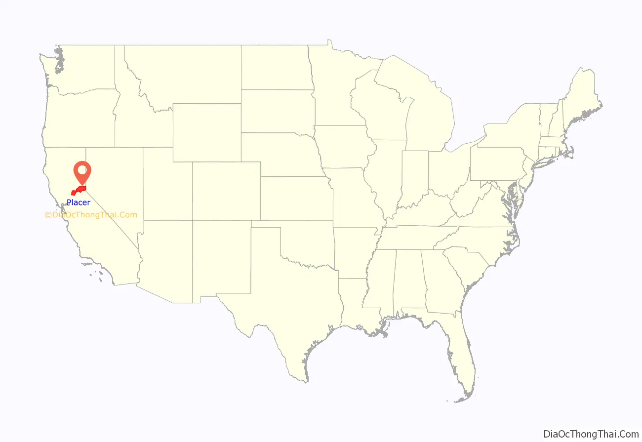 Placer County location on the U.S. Map. Where is Placer County.