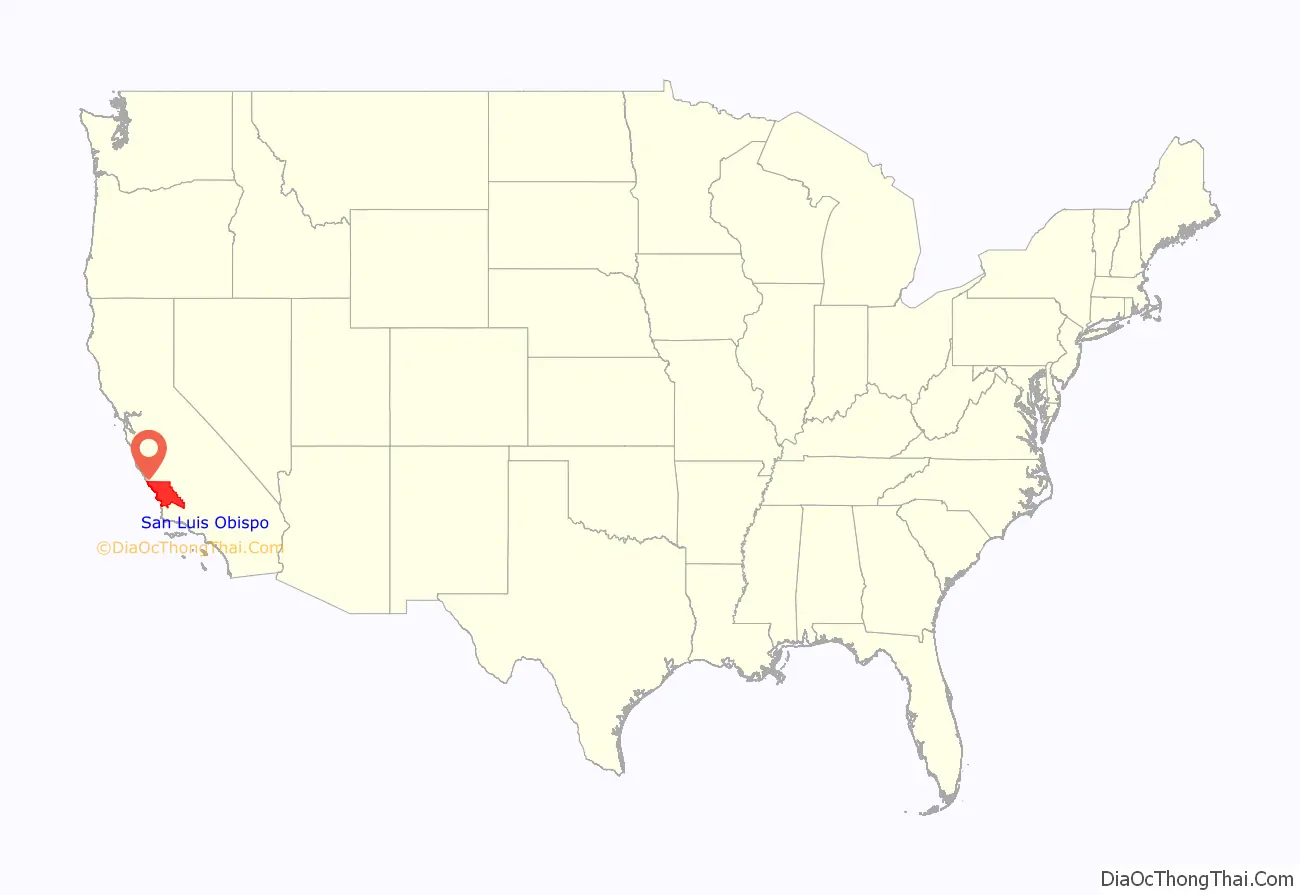 San Luis Obispo County location on the U.S. Map. Where is San Luis Obispo County.