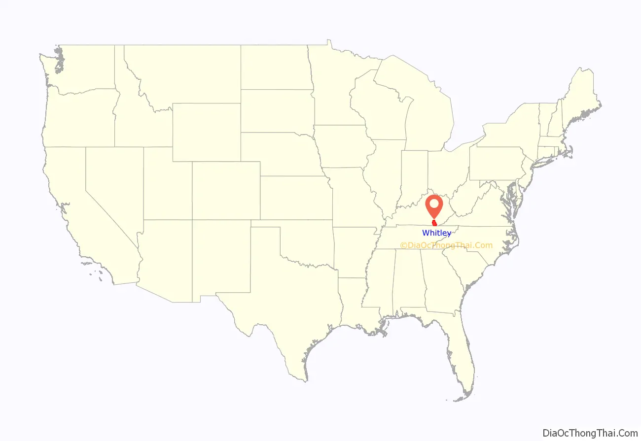 Whitley County location on the U.S. Map. Where is Whitley County.