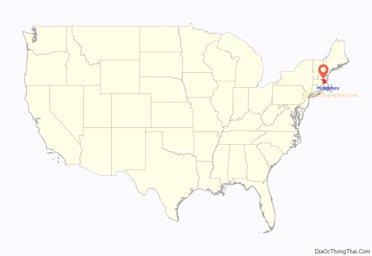 Middlesex County location on the U.S. Map. Where is Middlesex County.