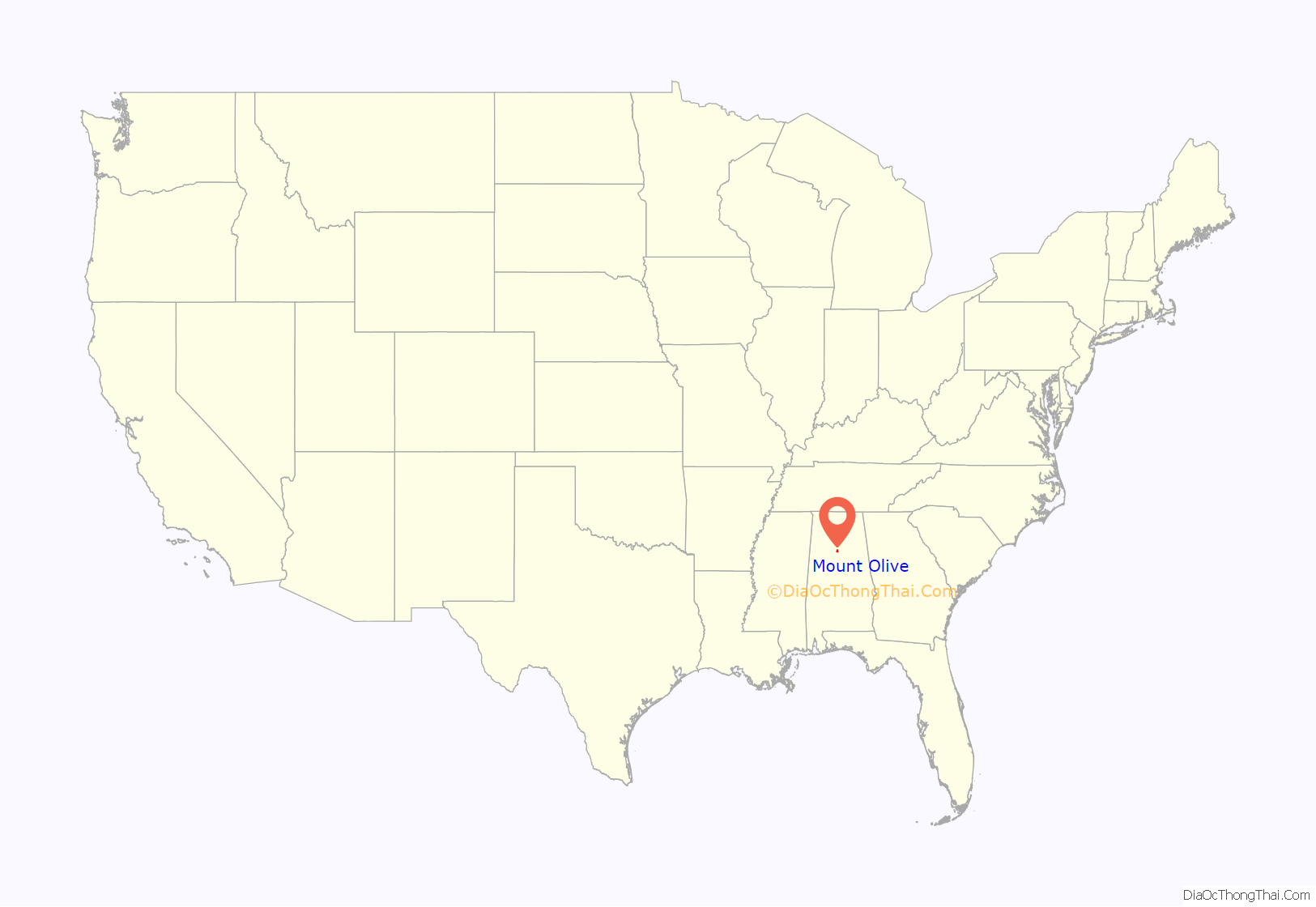 Map of Mount Olive CDP, Alabama