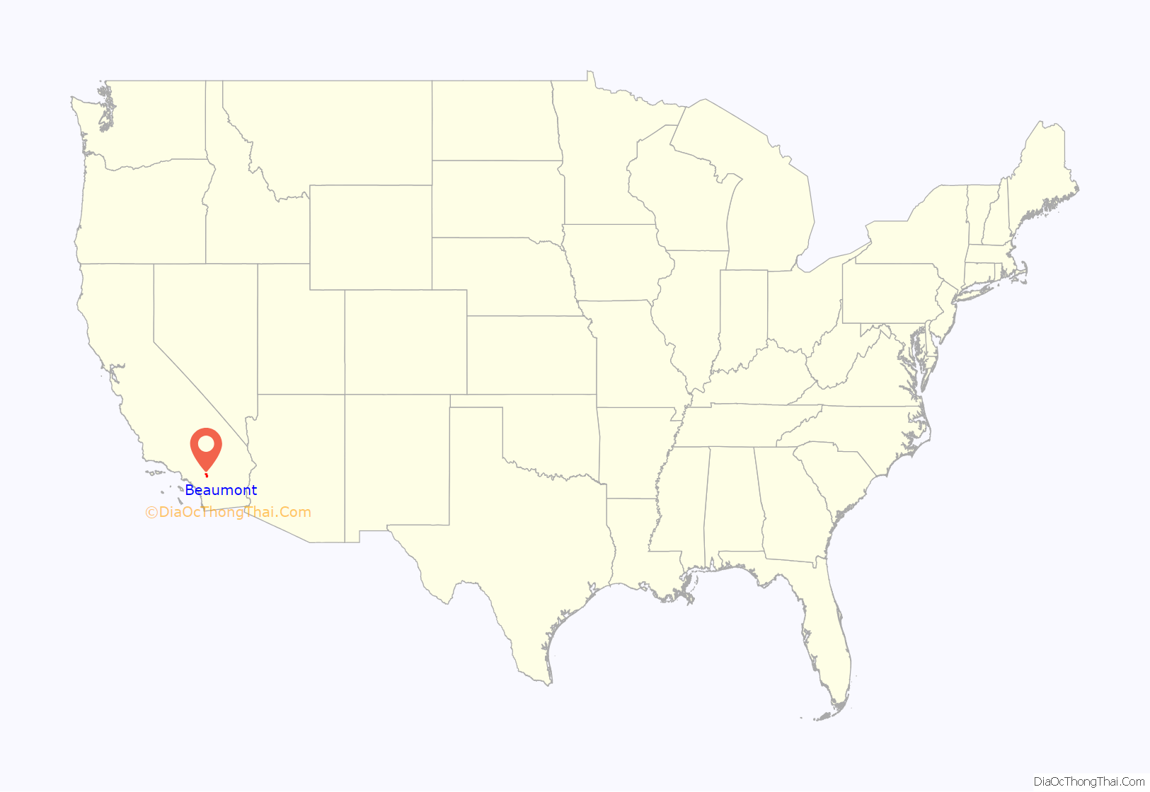 Map of Beaumont city California