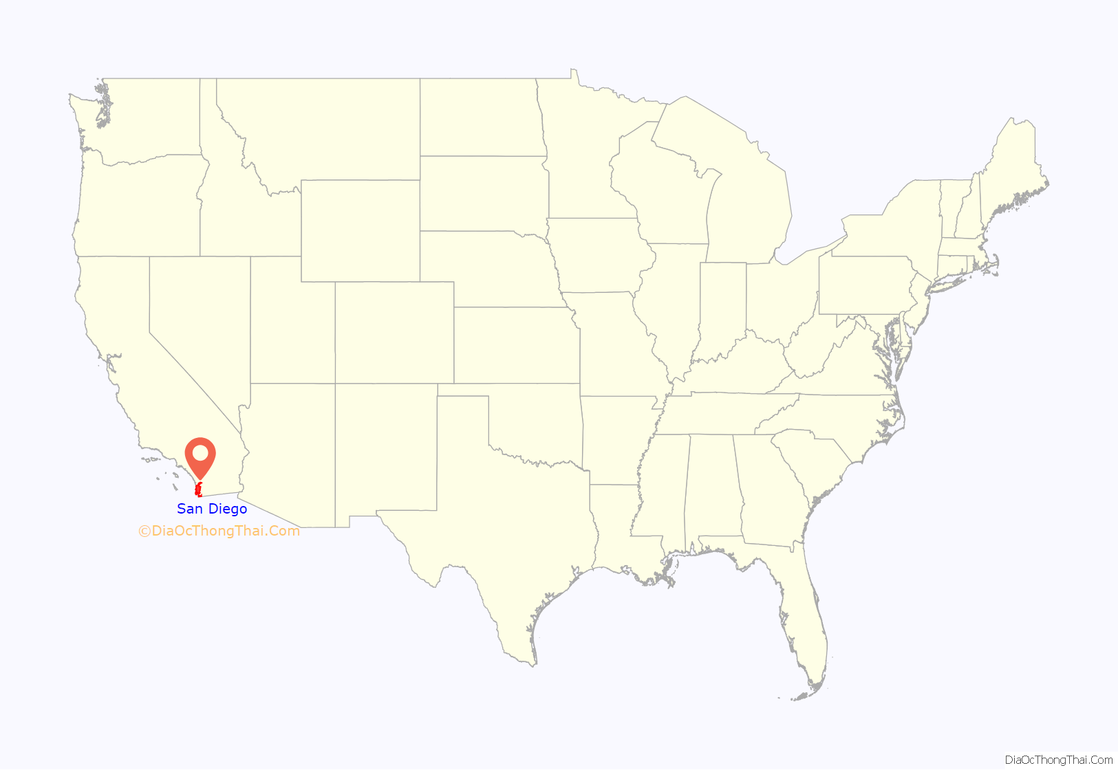 San Diego location on the U.S. Map. Where is San Diego city.