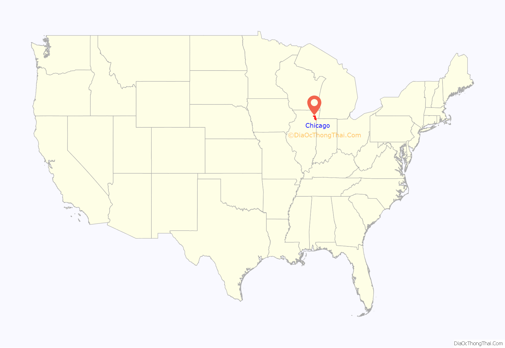 Chicago location on the U.S. Map. Where is Chicago city.
